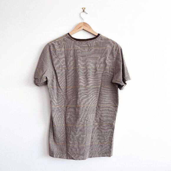 O' Neill Mens Casual T Shirt Short Sleeve Stripes Chest Pocket Brown Large - Picture 2 of 6